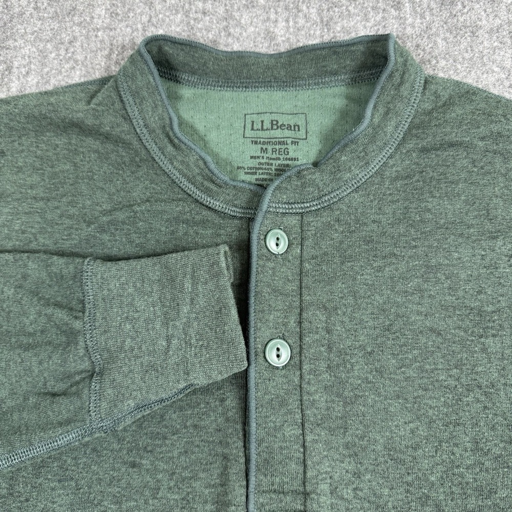 L.L. Bean Men's River Driver Henley Shirt Green M Regular Wool Blend Canada